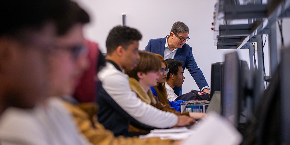 Professor teaching in class.